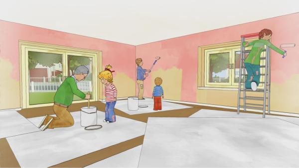 Bild 1 von 3: Conni zieht um. Doch bevor die Familie Klawitter in das neue Haus einziehen kann, ist noch eine Menge zu erledigen. Gern hilft Conni mit.