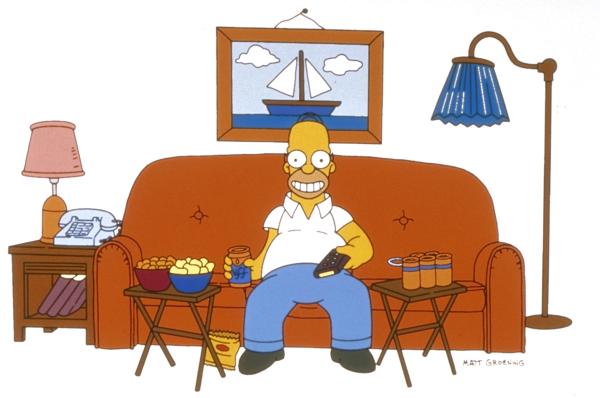 Bild 1 von 9: (10. Staffel) - Homer Simpson bei seiner Lieblingsbeschäftigung: fernsehen.