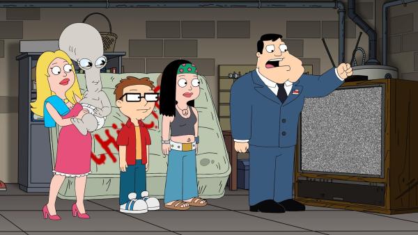 Bild 1 von 11: (v.l.n.r.) Francine; Roger; Steve; Hayley; Stan