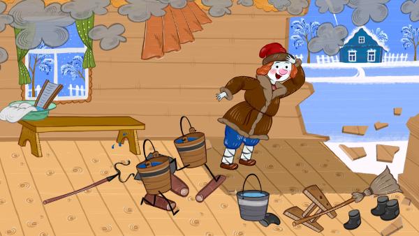 Bild 1 von 3: Der Ofen ist mit Emelya's Frau ins Kaufhaus geflogen.