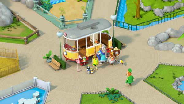 Bild 1 von 4: Wieder einmal hat die Zoobande den Zoo in allerletzter Minute erreicht.