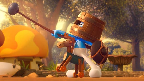 Bild 1 von 6: Traumi will ab sofort als Ritter Schlumpfelot durch die Lande ziehen.© KiKA/Peyo Productions, Dupuis Édition & Audiovisuell 2020 - Honorarfreie Verwendung gemäß AGB im redaktionellen Zusammenhang mit genannter Sendung bei Nennung \