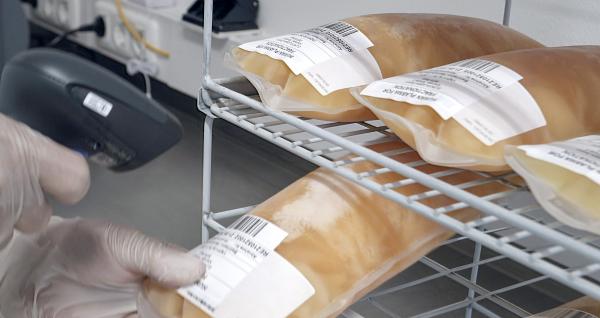 Bild 1 von 9: Der Dokumentarfilm zeigt Menschen, die Körpersäfte gewinnen, verfolgt den High-Tech-Aufwand der Testung, Aufbereitung und Lagerung, hinterfragt die weltweite Vermarktung der Substanzen und beleuchtet, wer davon profitiert und wer die Verlierer sind. Im Bild: Plasma-Scan.