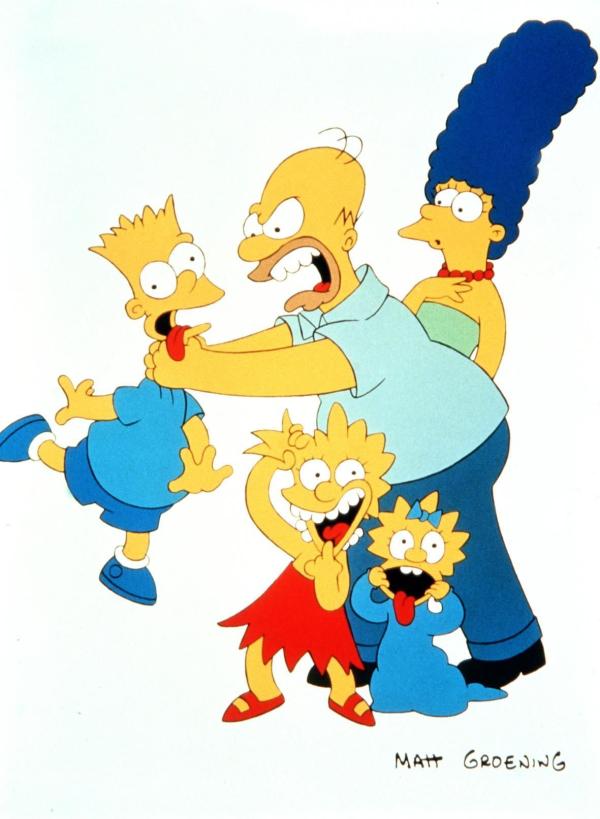 Bild 1 von 9: (1. Staffel) - Die Familie Simpson in Aktion: Bart (l.) hat wieder seinem Vater Homer (M.) den letzten Nerv geraubt. Marge (r.), Lisa (2.v.l.) und Maggie (2.v.r.) überrascht das nicht.