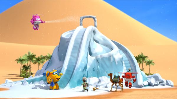 Bild 1 von 4: Donnie und Dizzy sorgen für Eis. Jett und Ali rodeln.