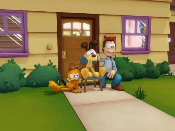 Bild 1 von 2: Garfield, der gefräßige, faule Kater, der am liebsten gelangweilt vor dem Fernseher sitzt oder sich eine Extraportion Lasagne einverleibt, lebt noch immer im Hause von Jon Arbuckle mit seinem Hundefreund Odie.