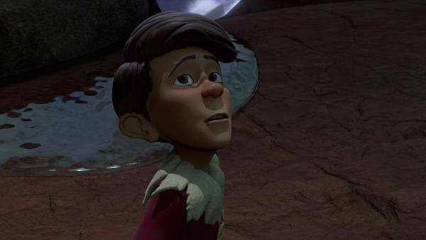 Bild 1 von 3: In der Höhle, in die Klincus' Medaillon gefallen ist, steigt Tipsar bei der Bergungsaktion langsam das Wasser bis zum Hals.