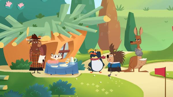 Bild 1 von 7: Sherlock Yack und Hermione ermitteln auf dem Golfplatz von Stachelschwein.