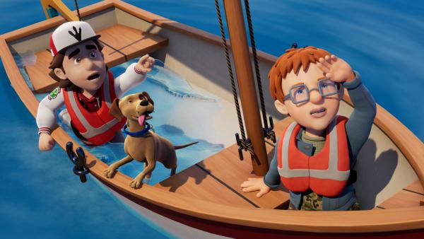 Bild 1 von 3: Norman und Peter sind in Seenot geraten. Doch Rettung naht.