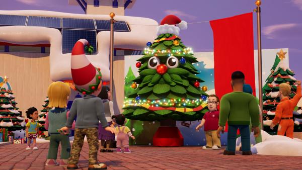 Bild 1 von 3: Alle sind begeistert von Joes tanzendem Weihnachtsbaum.