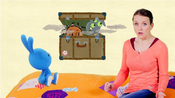 Bild 1 von 1: Anni und Kikaninchen lernen Hawa und ihr Angstmonster kennen.© KiKA/Studio.TV.Film GmbH - Honorarfreie Verwendung gemäß AGB im redaktionellen Zusammenhang mit genannter Sendung bei Nennung \