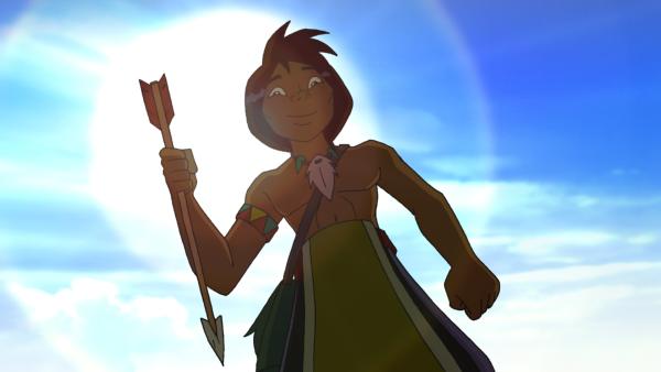 Bild 1 von 4: Silberner Pfeil, der Neffe des Medizinmanns, besucht Yakaris Stamm, um dort seine Bewährungsprobe zu bestehen.© WDR/Storimages - Honorarfreie Verwendung gemäß AGB im redaktionellen Zusammenhang mit genannter Sendung bei Nennung \