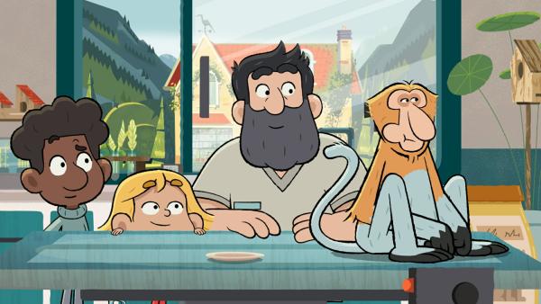 Bild 1 von 1: Solange der Nasenaffe Babou Erdnüsse bekommt, ist er ganz friedlich.© ZDF/Watch Next Media - Honorarfreie Verwendung gemäß AGB im engen inhaltlichen redaktionellen Zusammenhang mit genannter Sendung bei Nennung \