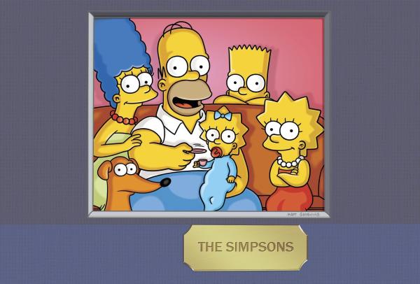 Bild 1 von 38: (24. Staffel) - Die Simpsons: Maggie (3.v.l.), Marge (l.), Homer (2.v.l.), Bart (2.v.r.) und Lisa Simpson (r.) ...