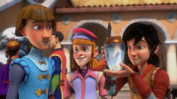 Bild 1 von 3: Vanni (M.) will sich bei Lorenzo de Medici anbiedern, Leo (r.) schaut zu.