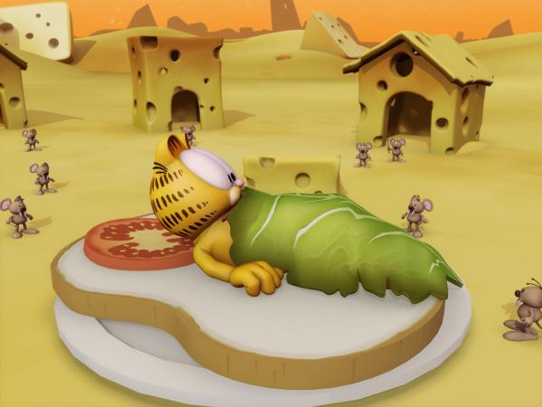 Bild 1 von 2: Garfield fliegt in verschiedene fremde Welten, in denen er merkwürdigen bis schrecklichen Wesen begegnet.