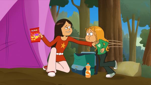 Bild 1 von 3: Das Zelt steht, jetzt müssen Wendy und Marine sich das Essen einteilen.