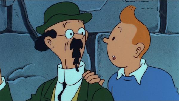 Bild 1 von 1: Tim (r.) und seine Begleiter Professor Bienlein (l.) werden auf einer Insel entführt, können jedoch entkommen. Tim folgt einer geheimnisvollen Stimme in unterirdische Gänge, während die anderen skeptisch sind. Als der Vulkan ausbricht, erhalten sie unerwartete Hilfe von einem neuen Verbündeten.