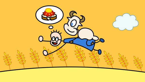 Bild 1 von 2: Tom soll auf das Kälbchen Marvin aufpassen.