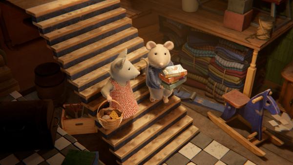 Bild 1 von 2: Julia (links) und Sam (rechts) haben sich mit Proviant und Spielen eingedeckt und sind in ihr Geheimversteck im Keller geschlichen. Julia befürchtet, dass sie und ihre Mutter wegziehen. Doch wenn sie nicht gefunden wird, kann sie auch nicht umziehen.
© ZDF/Cielo Films/Caribara Production/SuperswissRed/M.A.R.K.13/ZDF Studios GmbH - Honorarfreie Verwendung gemäß AGB im redaktionellen Zusammenhang mit genannter Sendung bei Nennung \