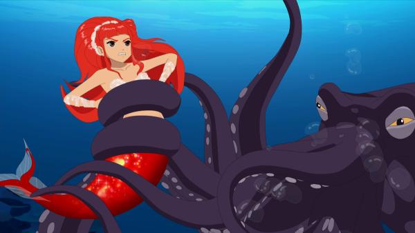 Bild 1 von 3: Eine Riesenkrake hält Rikki mit seinen Fangarmen fest. Kann sie sich befreien?