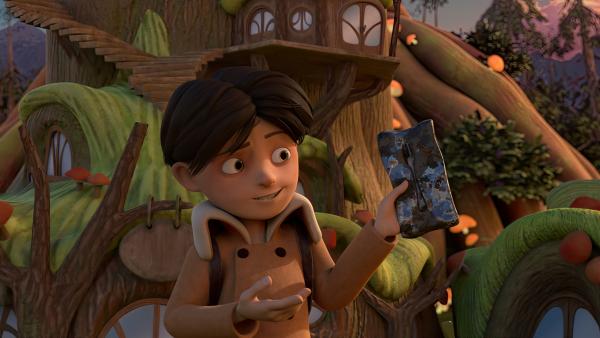 Bild 1 von 3: Klincus will mit Hilfe von geschmolzenem Metall Bauteile gießen. Diese benötigt er zur Errichtung von Schutzmechanismen für die kippenden Wächterbäume in Frondosa. Deren Wurzeln haben durch die unterirdischen Eruptionen an Halt eingebüßt.