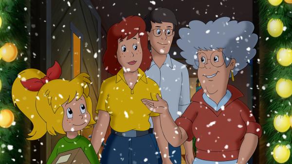 Bild 1 von 11: Bibi und Oma Grete freuen sich über wirbelnde Schneeflöckchen zu Weihnachten.