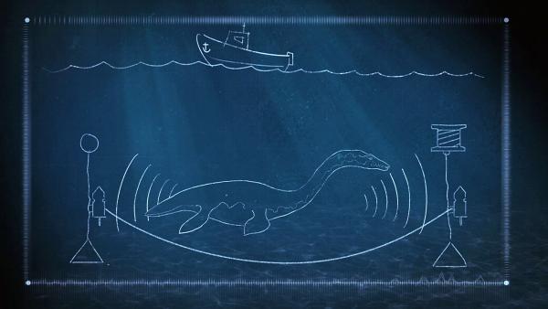 Bild 1 von 2: Was entspricht Wahrheit, was Fiktion? Seit Jahrhunderten ranken sich Mythen und Legenden um die Bewohner der Meere - das Ungeheuer von Loch Ness ist nur eines davon. Mit modernster Echolot-Technik, versuchen Biologen seine Existenz zu beweisen. (Animation)