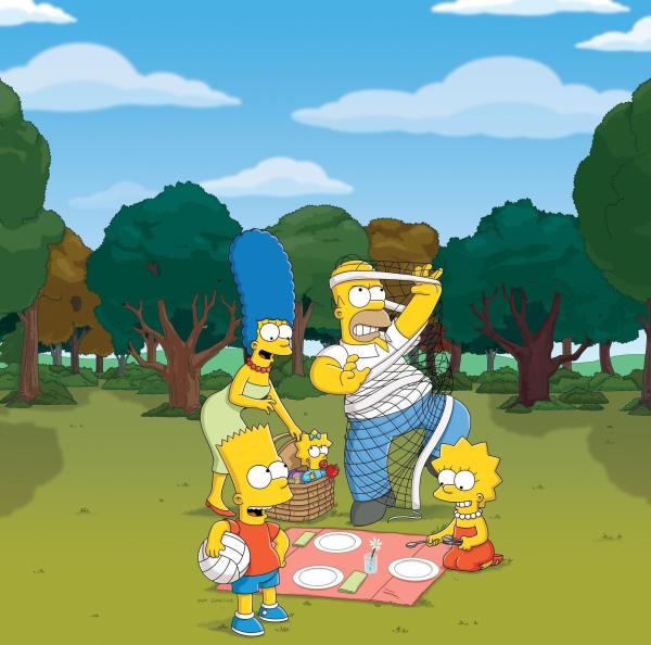 Bild 1 von 36: (25. Staffel) - Eine Familie mit ganz besonderem Pfiff: Maggie (M.), Marge (2.v.l.), Homer (2.v.r.), Bart (l.) und Lisa Simpson (r.) ...