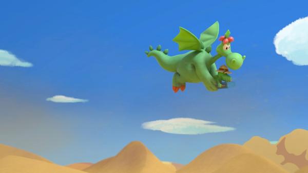 Bild 1 von 5: Grisu und sein Vater Fumé sind ein gutes Drachen-Archäologen-Team.