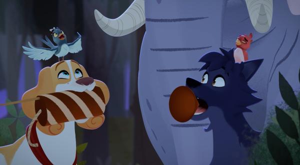 Bild 1 von 3: Die drei Freunde Belfort, Lupin und Madame Rosa befreien den armen Vogel Marcus aus seiner Rakete.