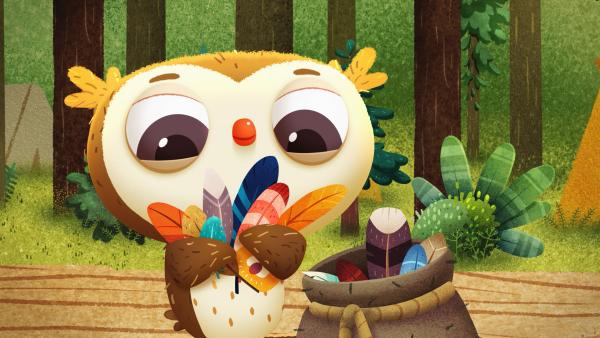 Bild 1 von 1: Als das Waldcamp in Gefahr ist, benutzt Odo seinen Drachen und einige Federn, um den Tag zu retten.