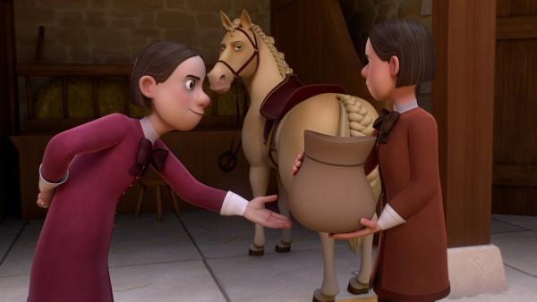 Bild 1 von 3: Saphir (Mitte) macht seinen Entführern Alfred (links) und Manfred (rechts) das Leben nicht leicht.