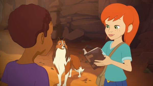 Bild 1 von 2: In Mrs. Lees Tagebuch finden Zoé, Harvey und Lassie alle Hinweise, die sie brauchen, um zur verlassenen Mine zu finden.