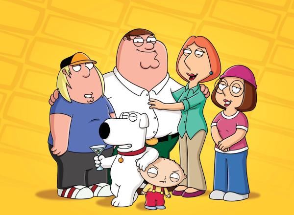 Bild 1 von 51: (10. Staffel) - Die Griffins aus Quahog, Rhode Island: Chris (l), Peter (2.v.l.), Lois (2.v.r.), Meg (r.), Brian (vorne l.) und Stewie (vorne r.).