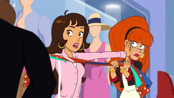 Bild 1 von 4: Nahkampf um die Lieblingsteile: Mama Sandrine wehrt sich nach Kräften gegen Jenny und einen Sicherheitsmann.