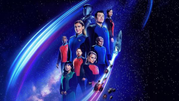 Bild 1 von 2: Im Bild: J. Lee (Lt. John LaMarr), Penny Johnson Jerald (Dr. Claire Finn), Scott Grimes (Gordon Malloy), Adrianne Palicki (Kelly Grayson), Seth MacFarlane (Ed Mercer), Anne Winters (Ensign Charly Burke), Peter Macon (Bortus), Jessica Szohr (Talla Keyali).
