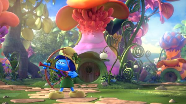 Bild 1 von 1: Sturm ist immer auf dem Posten, um das  Dorf der Schlumpfinnen zu sichern.