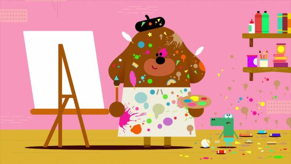 Bild 1 von 2: Duggee und die Quirlies malen Kunstwerke.