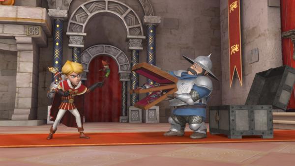 Bild 1 von 7: Im Auftrag von Prinz John hat der Sheriff alle Puppen des Puppenspielers beschlagnahmt.