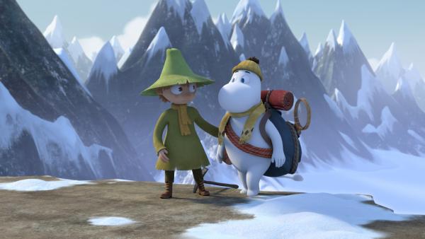 Bild 1 von 1: Aus Sehnsucht ist Mumintroll (re.) Snufkin (li.) in sein Winterquartier in die Berge gefolgt.