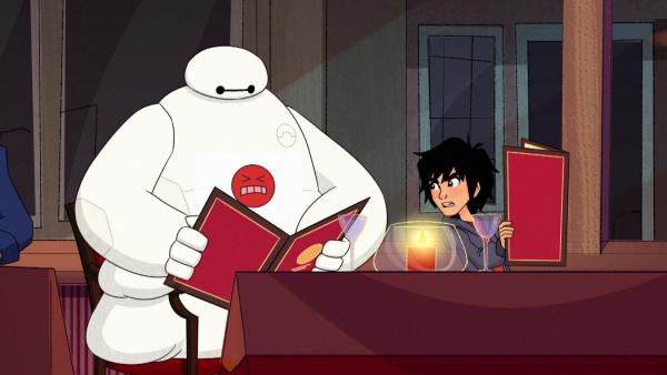 Bild 1 von 6: Als Hiro Baymax' Fähigkeit als Lügendetektor entdeckt, nutzt er diese, um Liv auf die Schliche zu kommen.