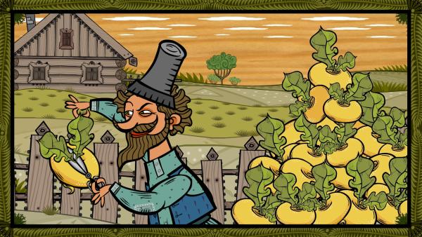 Bild 1 von 3: Der Bauer teilt die Ernte auf.