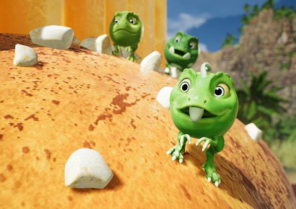 Bild 1 von 2: Die frechen Erbs-Rexe wollen unbedingt die Salzsteine auf dem Rücken der Kartofflodons lecken.