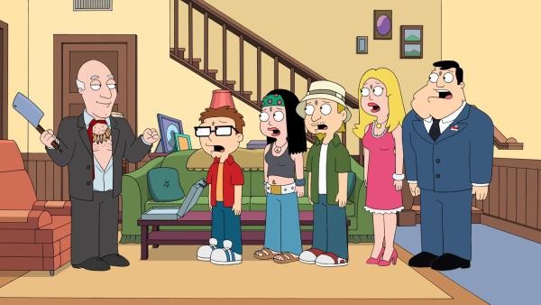 Bild 1 von 8: (v.l.n.r.) Avery Bullock; Steve Smith; Hayley Smith; Jeff Fischer; Francine Smith; Stan Smith