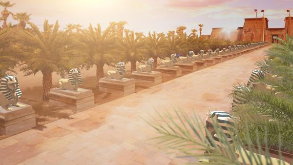 Bild 1 von 3: Eine von Sphinxen gesäumte Alle verbindet im alten Ägypter die Tempelanlagen von Luxor und Karnak.