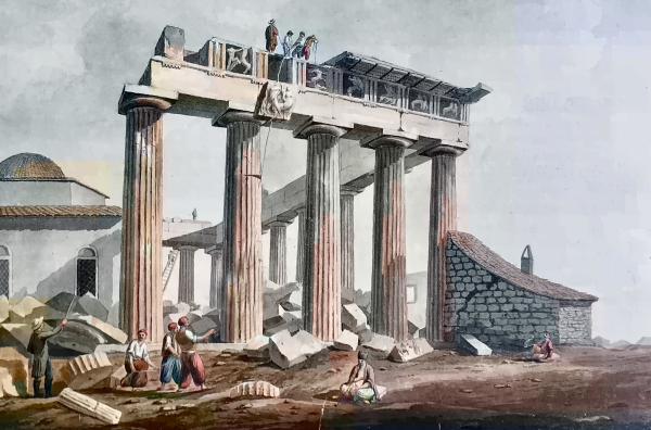 Bild 1 von 6: Der irische Archäologe und Künstler Edward Dodwell malte die Demontage des Parthenon und gab seiner Bestürzung darüber Ausdruck: \
