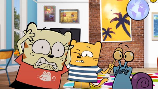 Bild 1 von 3: Moon kriegt die Krise. Ollies Versuche ein Musikinstrument zu spielen sind einfach nicht zu ertragen.