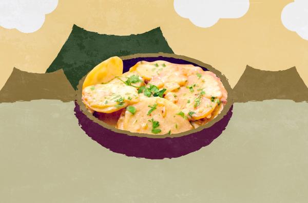 Bild 1 von 1: Synonym für Geselligkeit: Die Truffade aus der französischen Bergregion Auvergne besteht aus reichlich Kartoffeln und noch mehr Bergkäse.