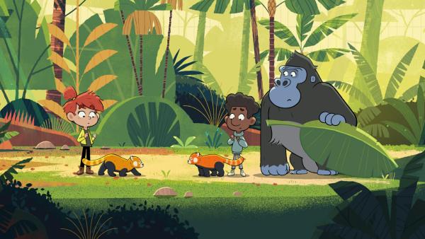 Bild 1 von 1: Taylor und Tommy sind enttäuscht, denn die beiden Pandas Litschi und Yoko zeigen wenig Interesse aneinander.© ZDF/Watch Next Media - Honorarfreie Verwendung gemäß AGB im engen inhaltlichen redaktionellen Zusammenhang mit genannter Sendung bei Nennung \